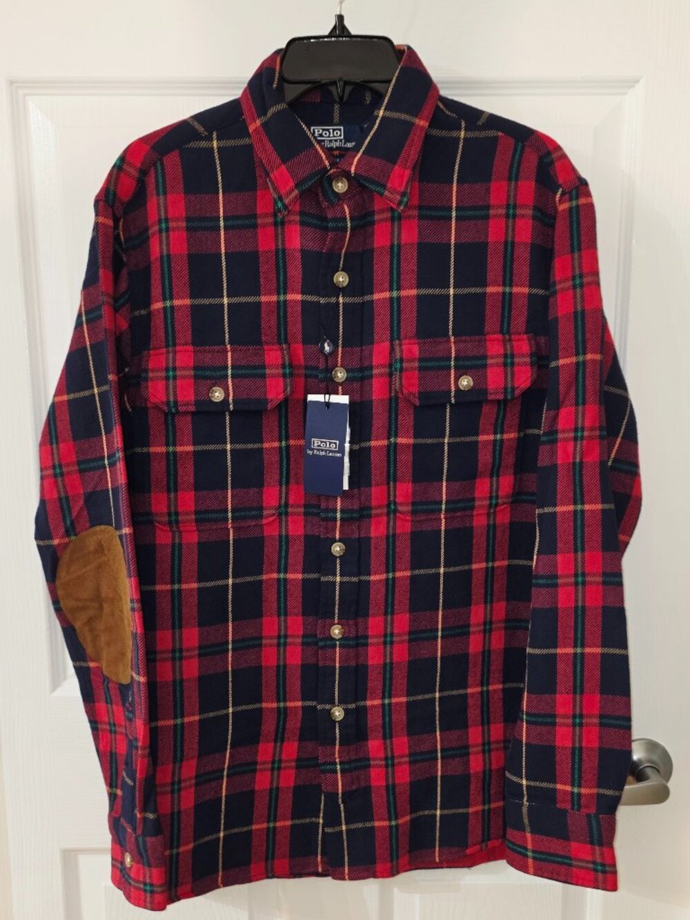 Polo Ralph Lauren Classic Fit Suede-Patch Plaid Workshirt